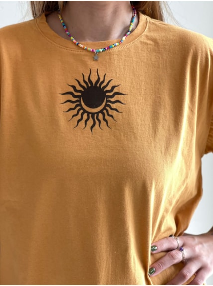 Camiseta Paciência - Caramelo - Frente e Verso