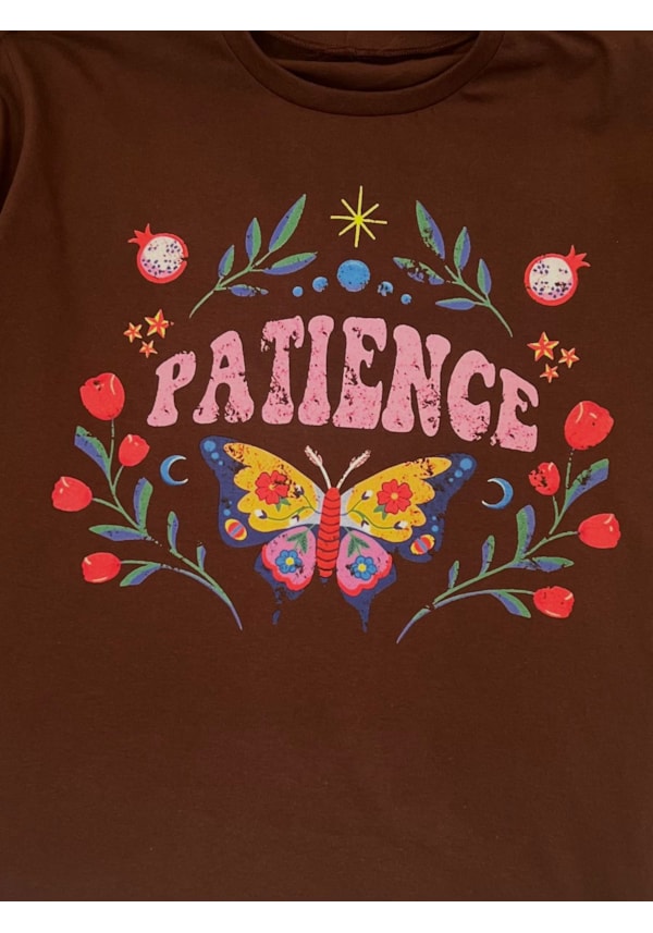 Camiseta Patience Floral - Marrom