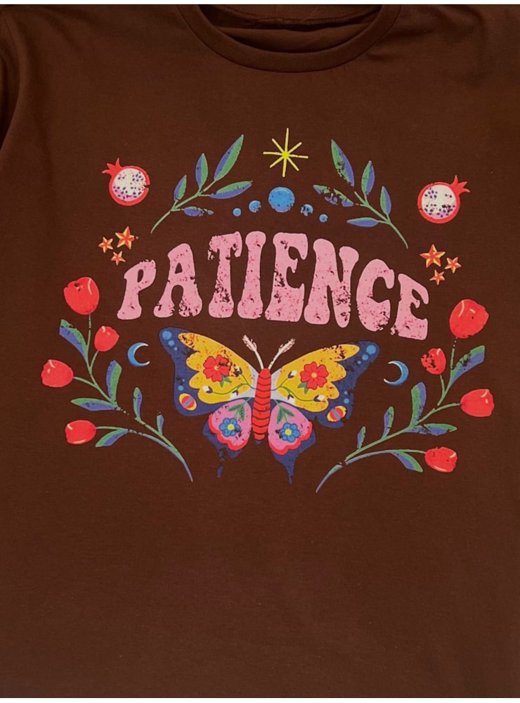 Camiseta Patience Floral - Marrom — imagem 2