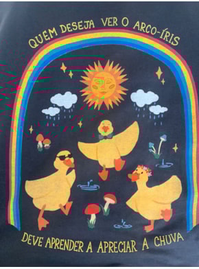 Camiseta Patos Arco-Íris - Chumbo