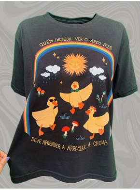 Camiseta Patos Arco-Íris - Chumbo