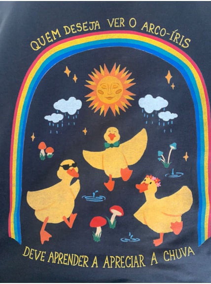 Camiseta Patos Arco-Íris - Chumbo