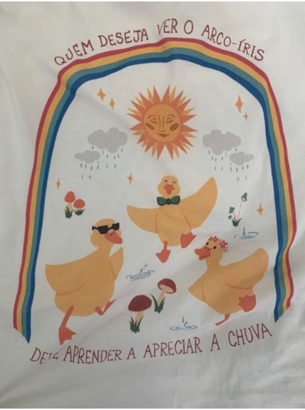 Camiseta Patos Arco-Íris - Off-White