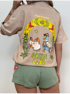 Camiseta Patos Green Club - Cáqui - Frente e Verso