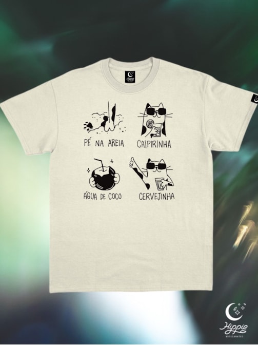 Camiseta Pé na Areia Gatinho - Off-White