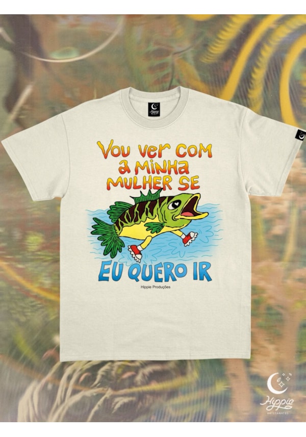 Camiseta Peixe Ver se eu quero ir - Off-White