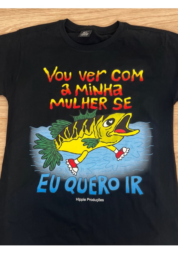 Camiseta Peixe Ver se eu quero ir - Preta