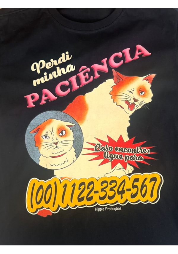 Camiseta Perdi minha Paciência - Preta