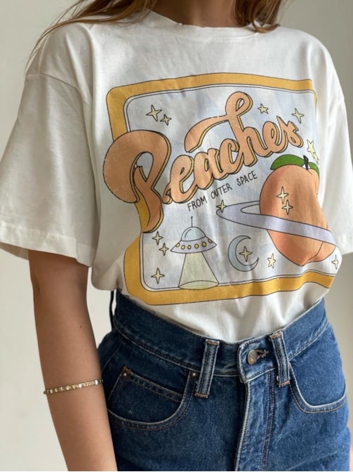Camiseta Pêssego - Off-White