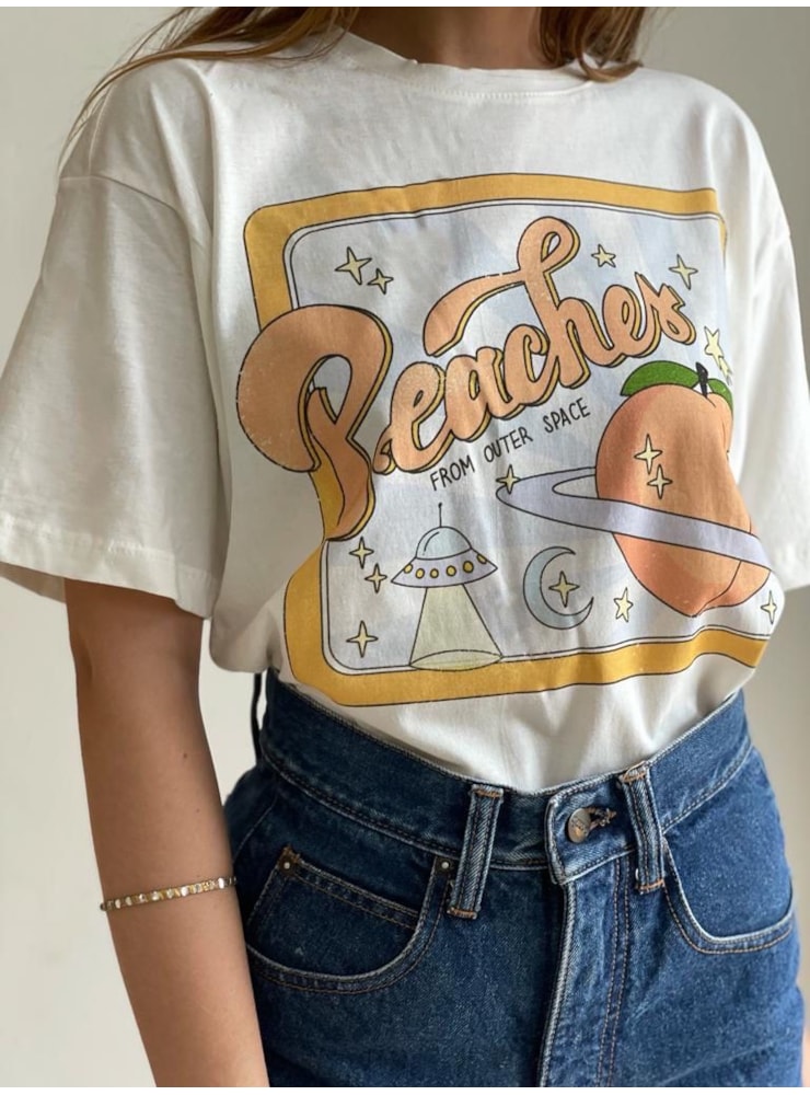 Camiseta Pêssego - Off-White — imagem 1