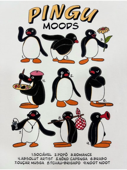 Camiseta Pingu moods - Off-White