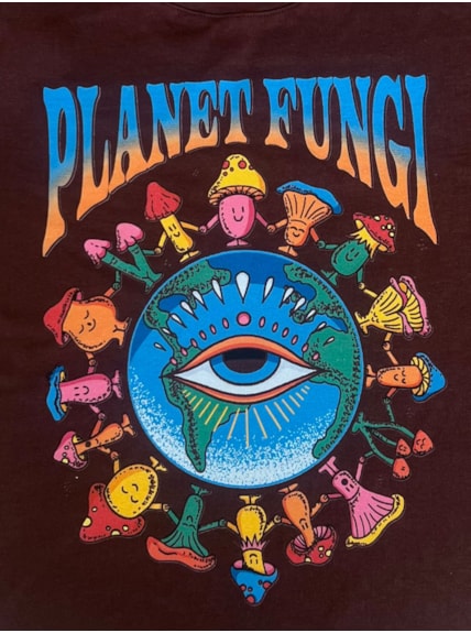 Camiseta Planet Fungi - Marrom