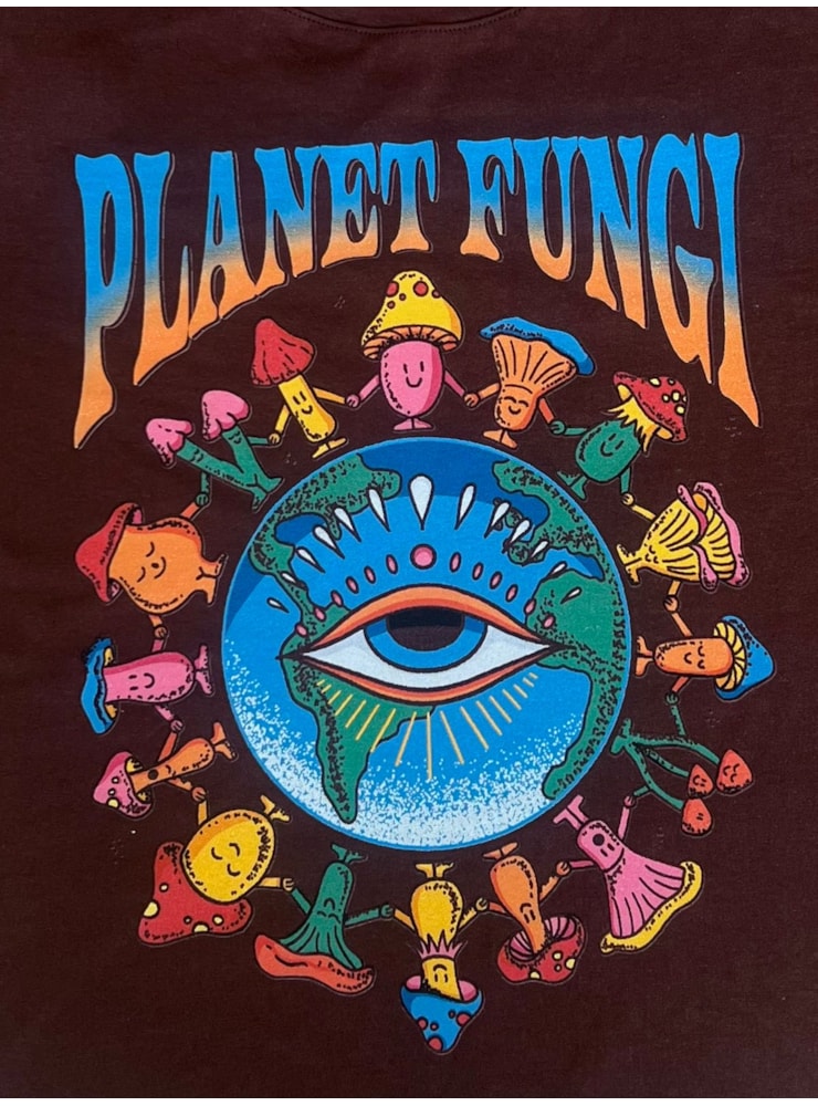 Camiseta Planet Fungi - Marrom — imagem 2
