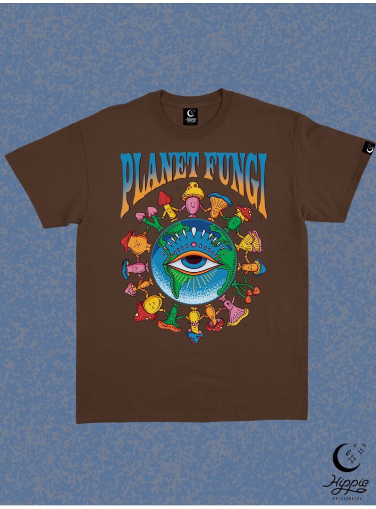 Camiseta Planet Fungi - Marrom — imagem 1