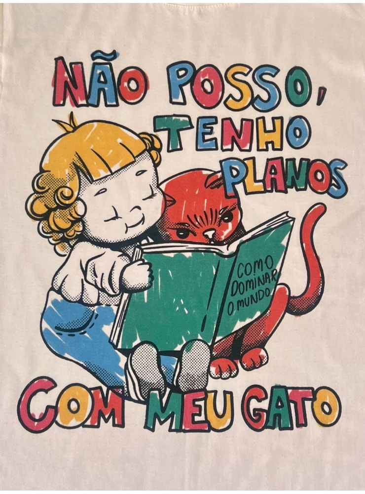 Camiseta Planos com meu gato - Off-White — imagem 2