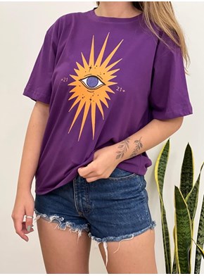 Camiseta Plenitude Sol e Lua - Roxo - Frente e Verso