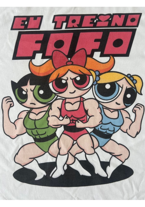 Camiseta Poderosas - Eu Treino Fofo - Off-White
