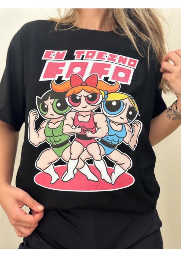 Camiseta Poderosas - Eu Treino Fofo - Preta