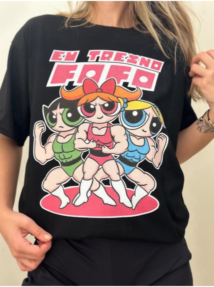 Camiseta Poderosas - Eu Treino Fofo - Preta