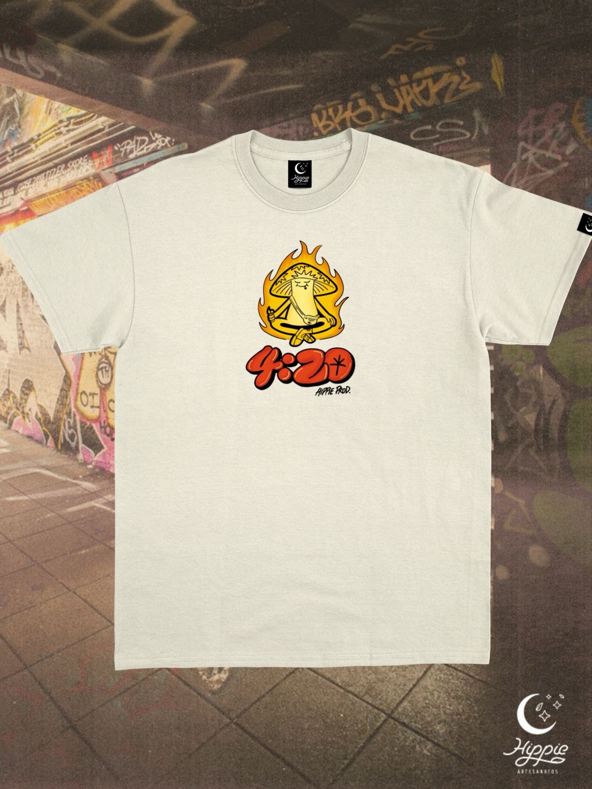 Camiseta Proibiram a Paz - Off-White - Frente e Verso — imagem 2