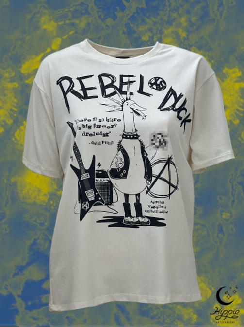 Camiseta Rebel As Duck - Manga Estampada - Off-White