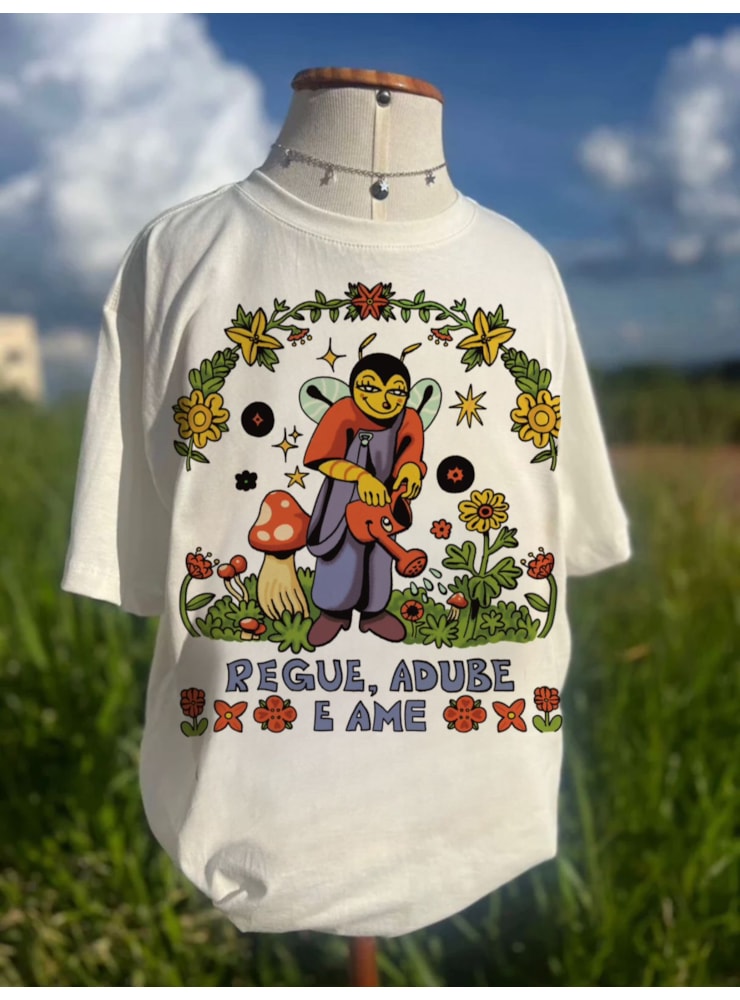 Camiseta Regue, Adube e Ame - Off-White — imagem 1