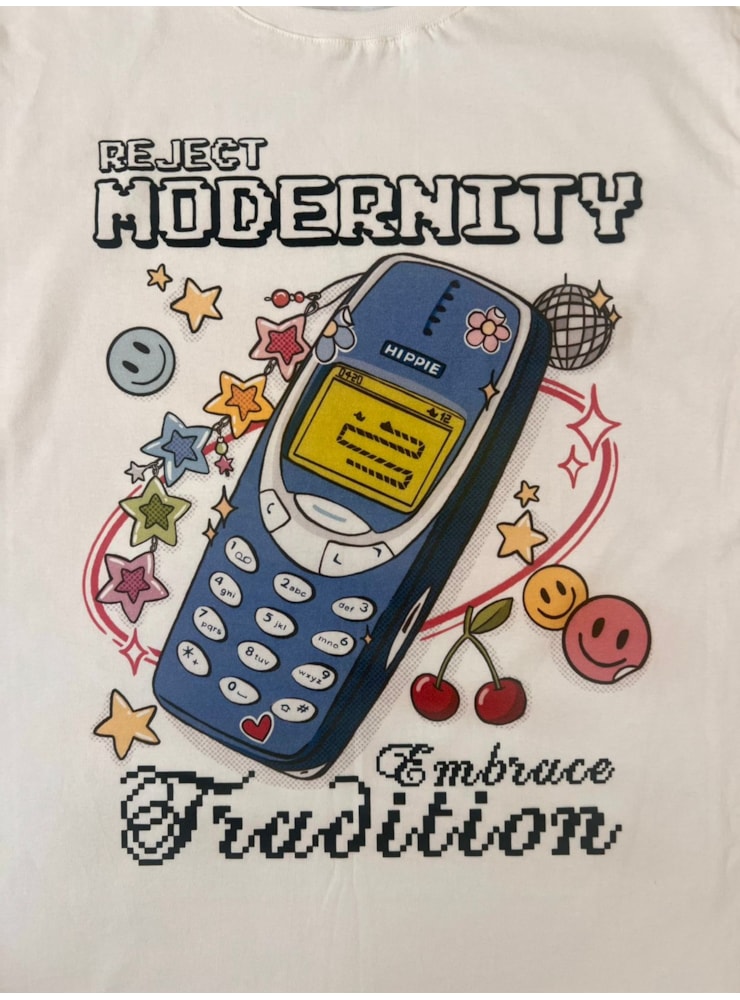 Camiseta Reject Modernity celular tijolão - Off-White — imagem 2