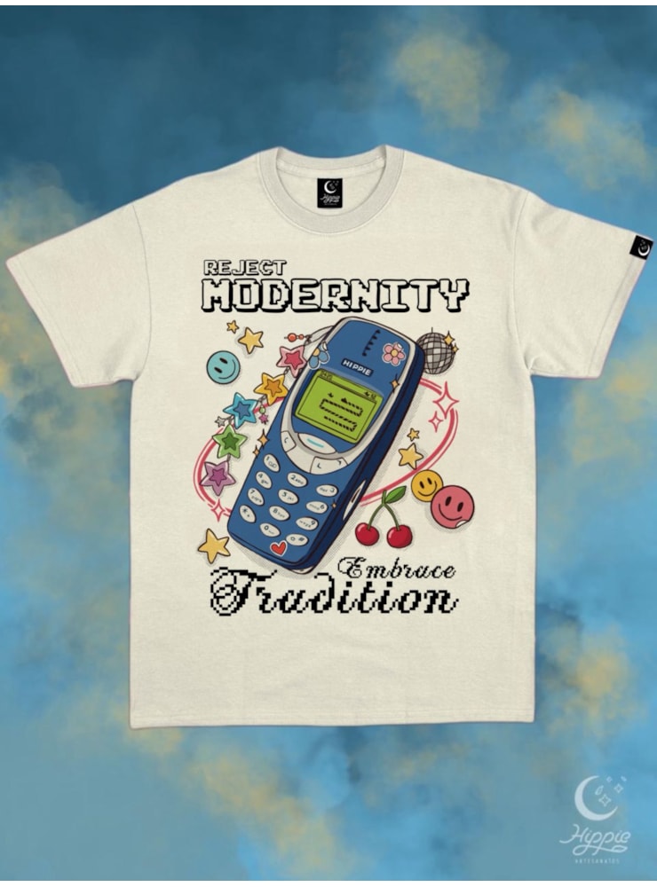 Camiseta Reject Modernity celular tijolão - Off-White — imagem 1