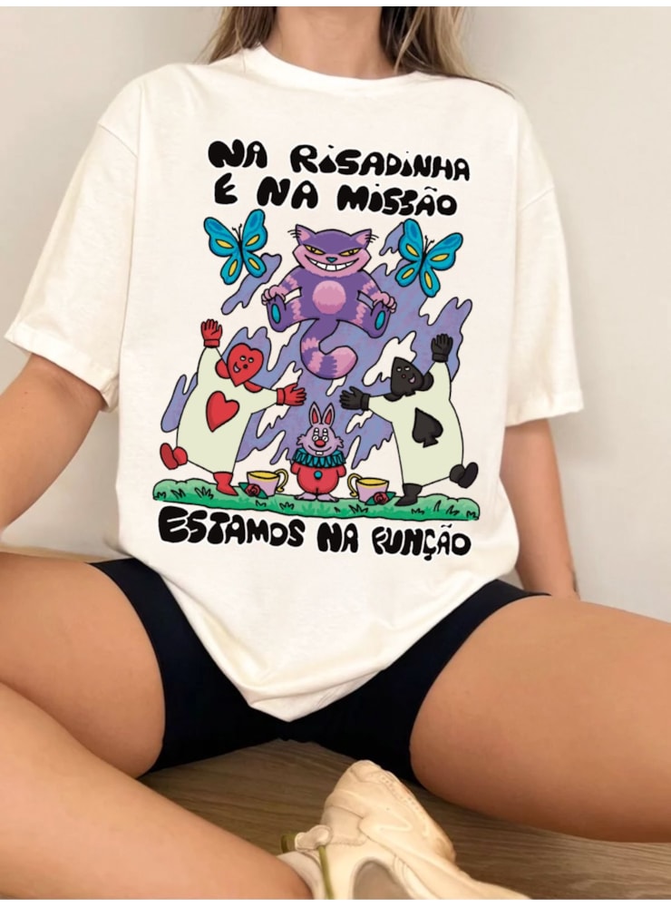 Camiseta Risadinha na Função - Off-White — imagem 1