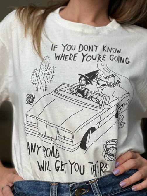 Camiseta Road Trip - Off-White