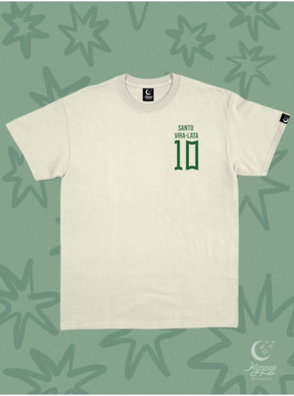 Camiseta Santo Vira Lata - Off-White - Frente e Verso