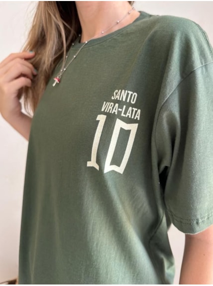 Camiseta Santo Vira Lata - Verde - Frente e Verso