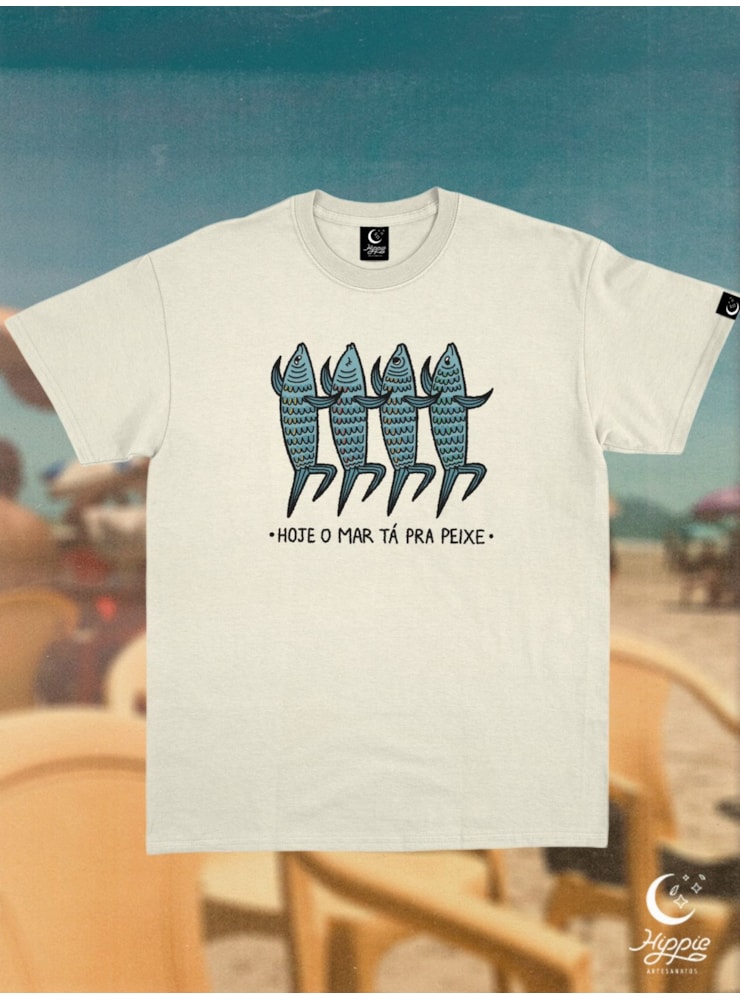 Camiseta Sardinhas - Off-White - Frente e Verso — imagem 2