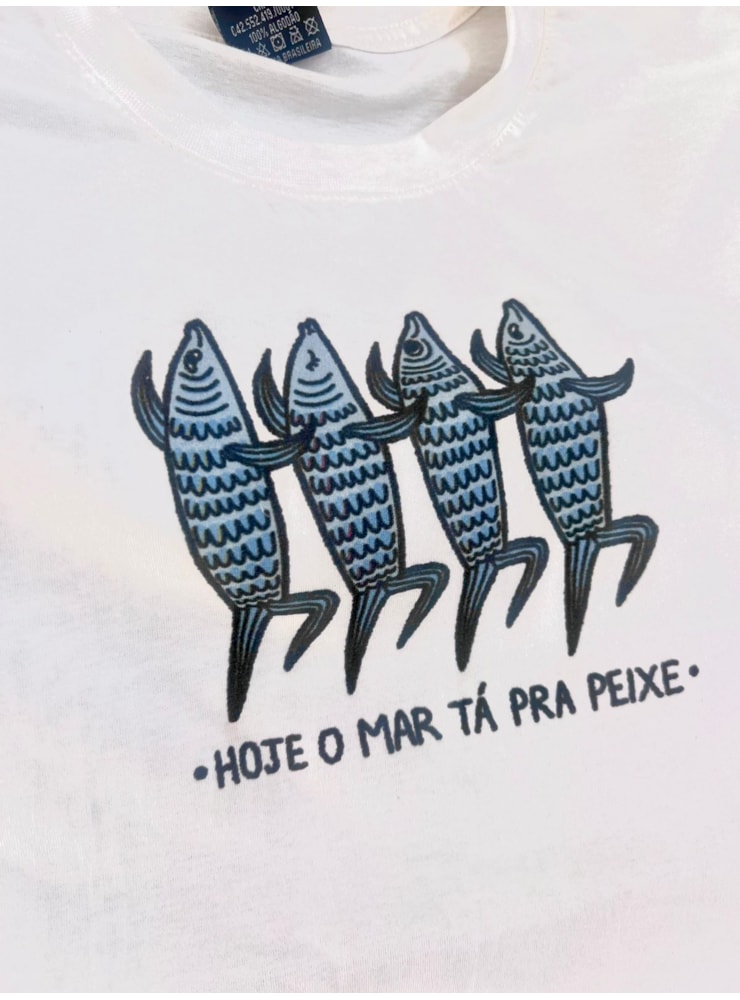 Camiseta Sardinhas - Off-White - Frente e Verso — imagem 3