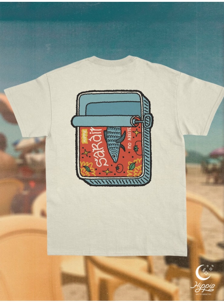 Camiseta Sardinhas - Off-White - Frente e Verso — imagem 1