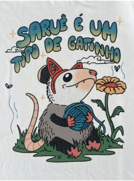 Camiseta Saruê Gatinho - Off-White