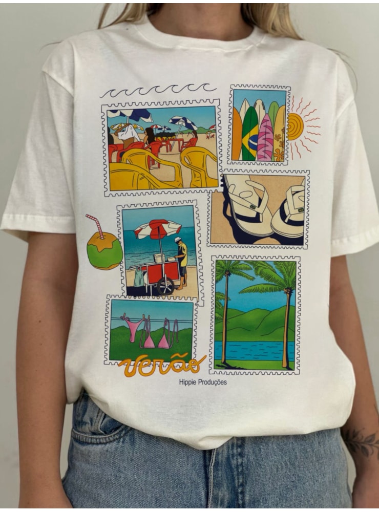 Camiseta Selos Verão - Off-White — imagem 1