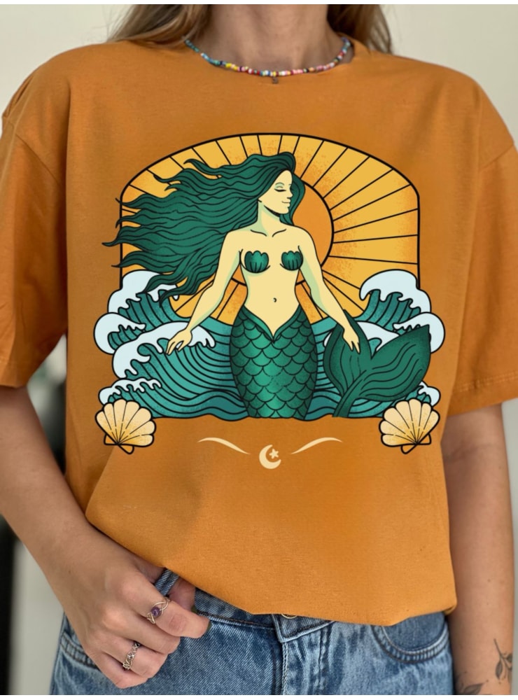 Camiseta Sereia - Caramelo — imagem 1