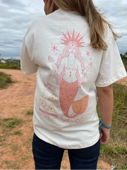 Camiseta Sereia Iara - Off-White - Frente e Verso