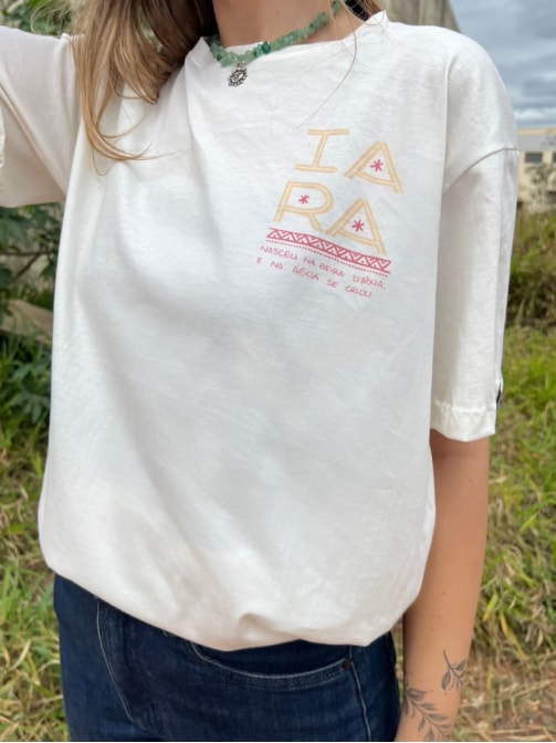 Camiseta Sereia Iara - Off-White - Frente e Verso