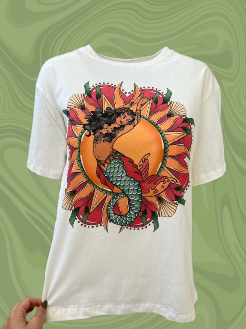 Camiseta Sereia Solar - Off-White
