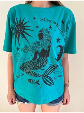 Camiseta Sereias Protegem o Mar - Verde Jade
