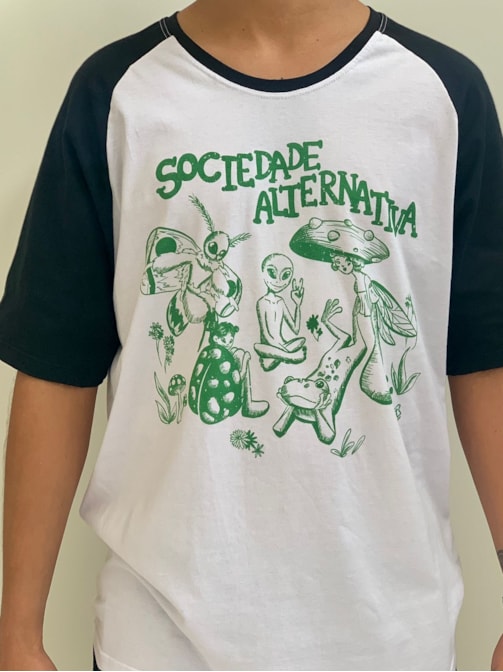 Camiseta Sociedade Alternativa - Raglan Branca