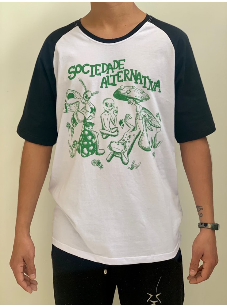 Camiseta Sociedade Alternativa - Raglan Branca — imagem 1