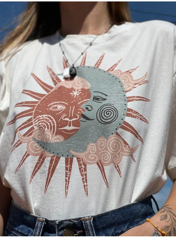 Camiseta Sol e Lua Vintage - Off-White — imagem 3