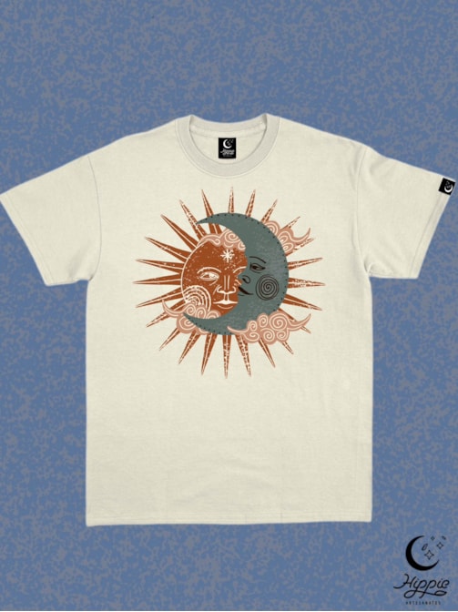 Camiseta Sol e Lua Vintage - Off-White