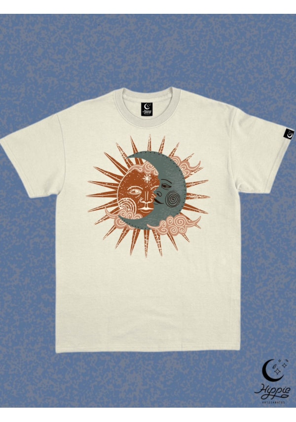 Camiseta Sol e Lua Vintage - Off-White