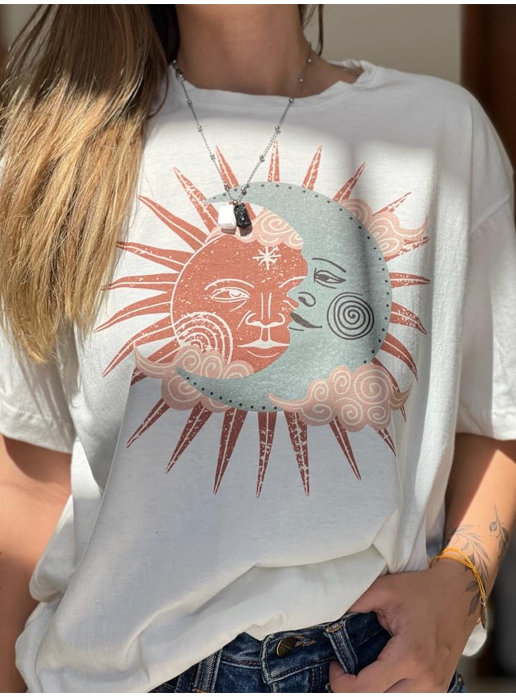 Camiseta Sol e Lua Vintage - Off-White — imagem 2