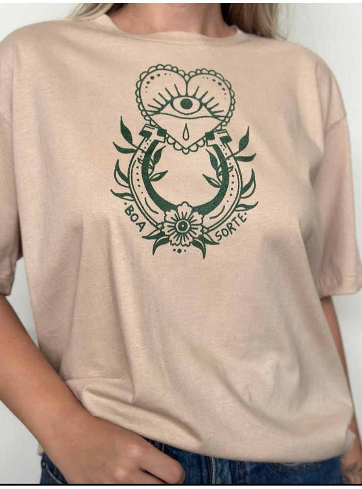 Camiseta Sorte - Cáqui - Frente e Verso — imagem 2