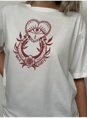 Camiseta Sorte - Off-White  - Frente e Verso